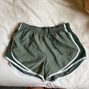 Green dri-fit Nike running shorts